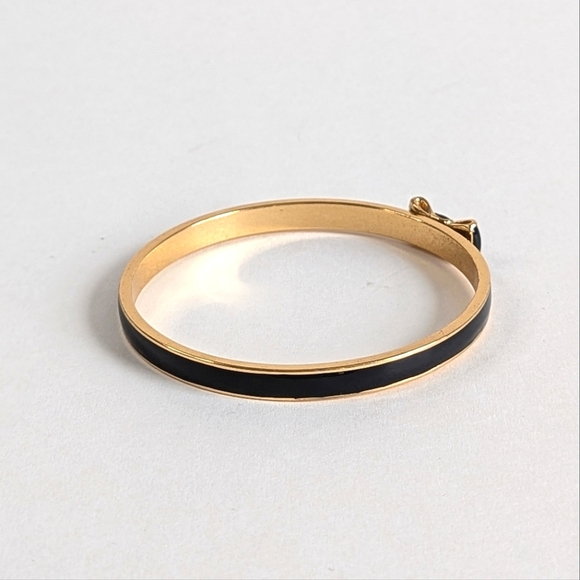 Kate Spade Take A Bow Enamel Layering Bracelet Black Enamel Gold Tone - Picture 3 of 9
